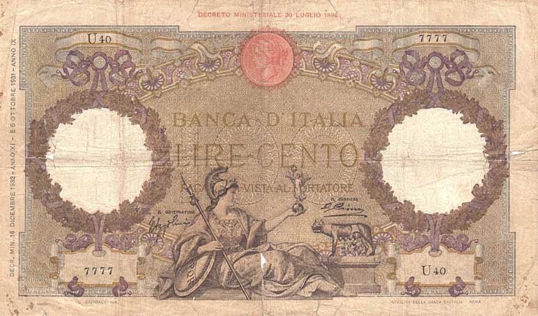 Front of Italy p39f: 100 Lire from 1919