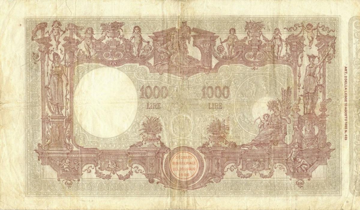 Back of Italy p41d: 1000 Lire from 1911