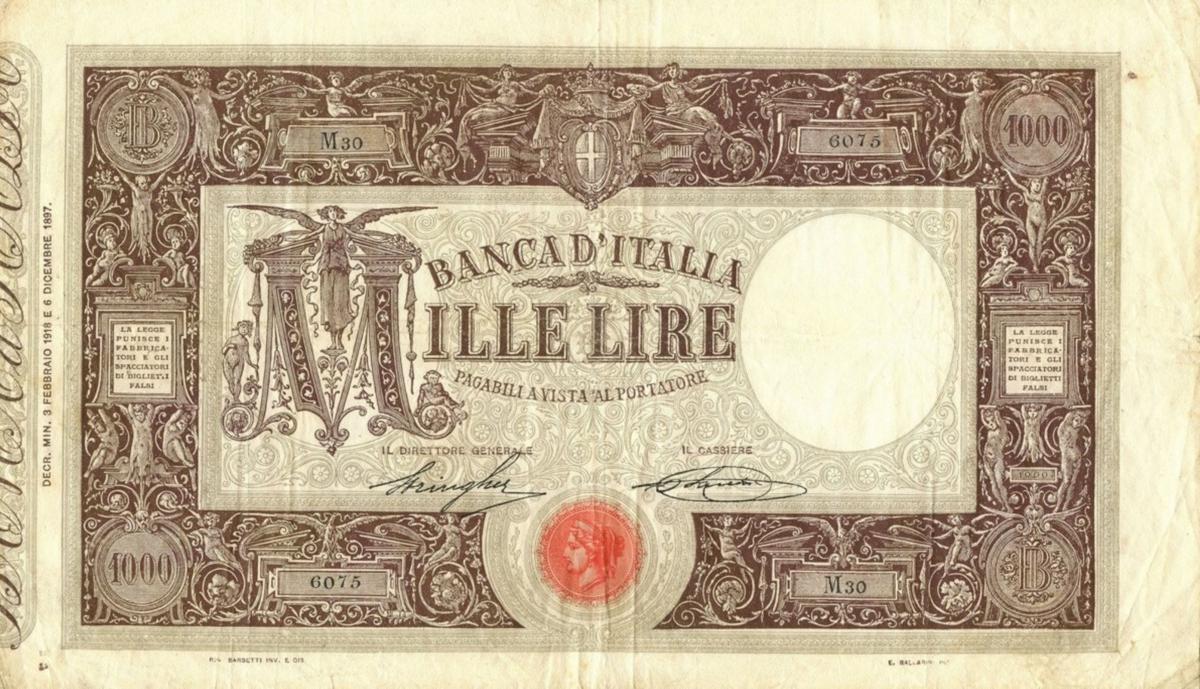 Front of Italy p41d: 1000 Lire from 1911
