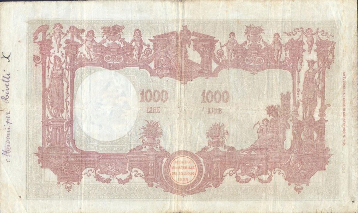 Back of Italy p41e: 1000 Lire from 1919