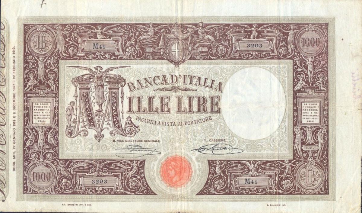 Front of Italy p41e: 1000 Lire from 1919