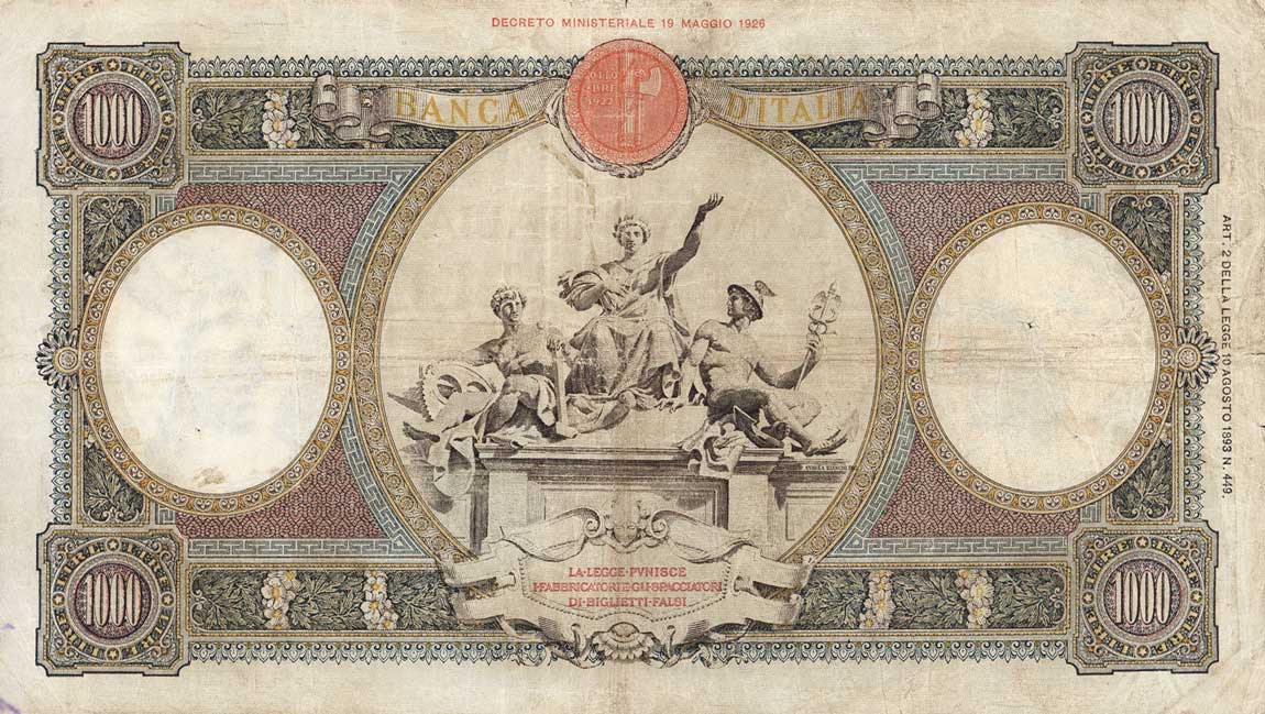 Back of Italy p56b: 1000 Lire from 1930