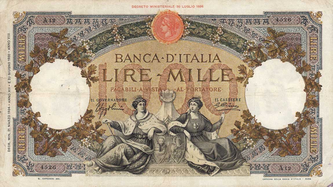 Front of Italy p56b: 1000 Lire from 1930