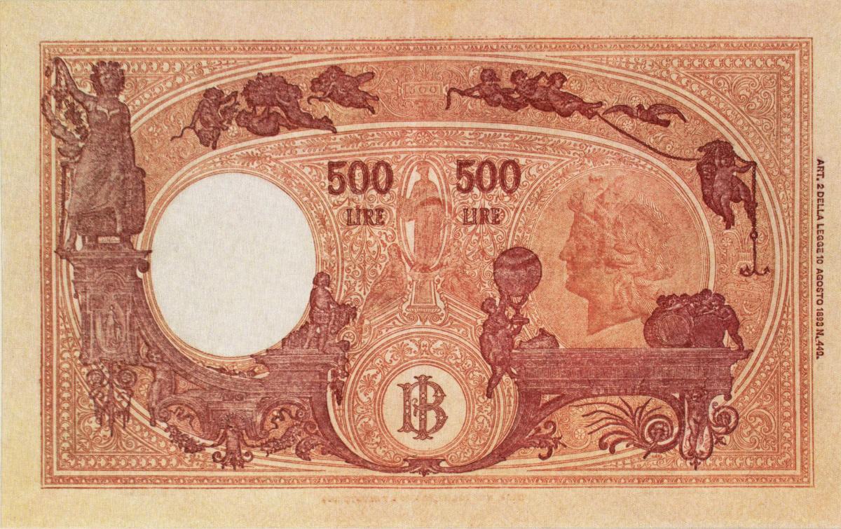 Back of Italy p70b: 500 Lire from 1944