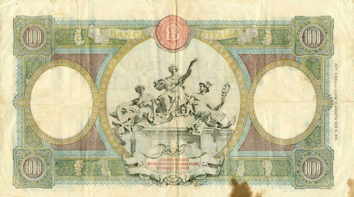 Back of Italy p73: 1000 Lire from 1943