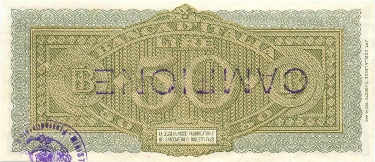 Back of Italy p74s: 50 Lire from 1944