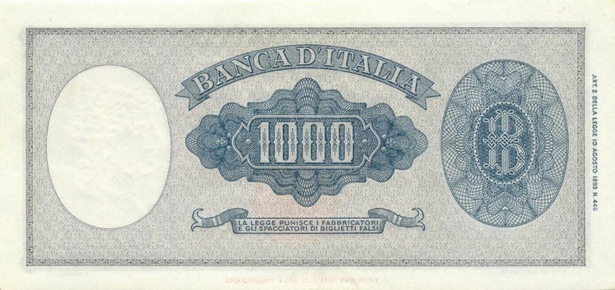 Back of Italy p82a: 1000 Lire from 1947