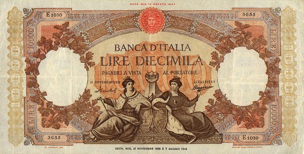 Front of Italy p89c: 10000 Lire from 1953