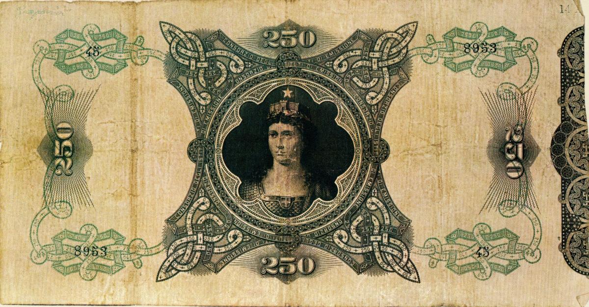 Back of Italy p8: 250 Lire from 1874