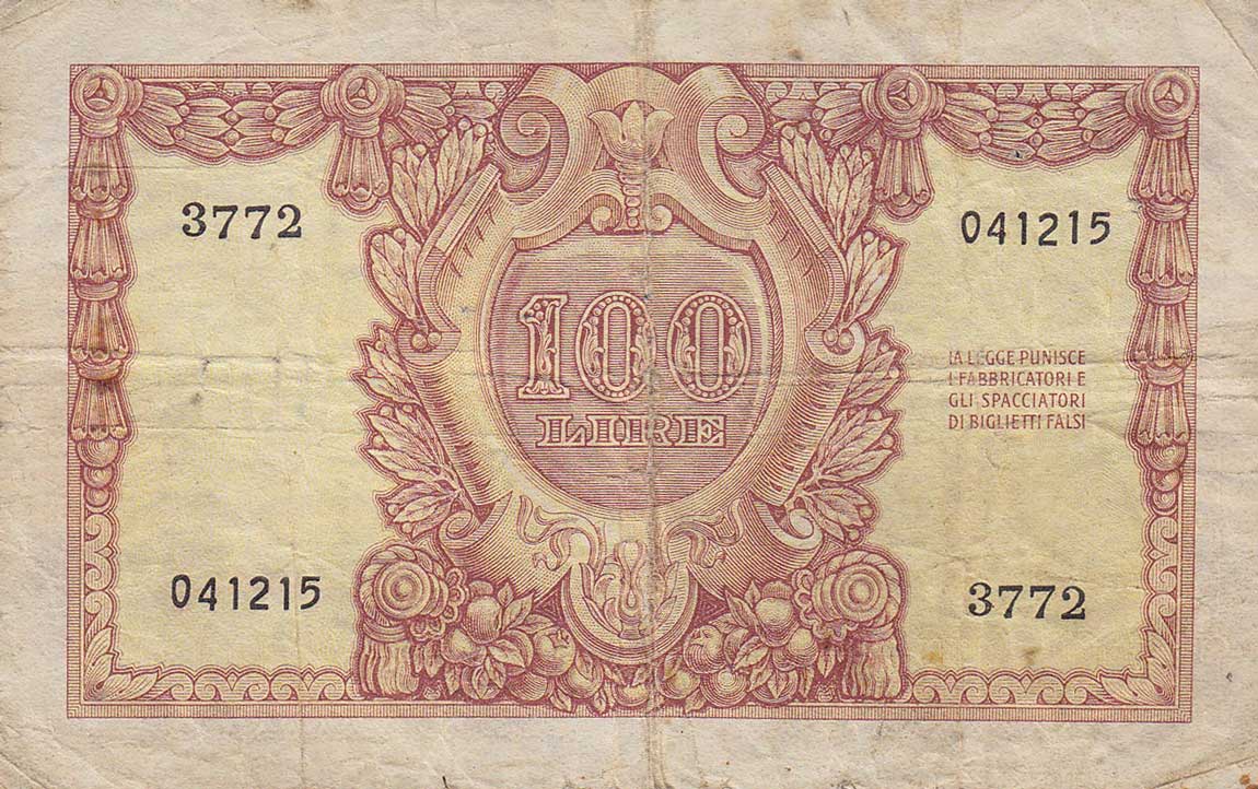 Back of Italy p92b: 100 Lire from 1951