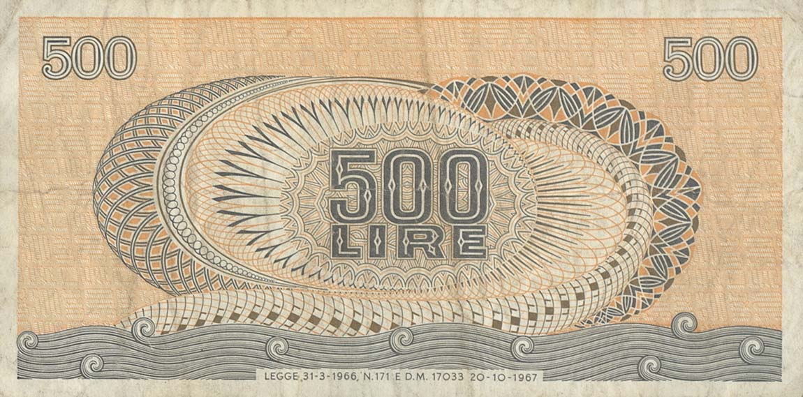 Back of Italy p93b: 500 Lire from 1975