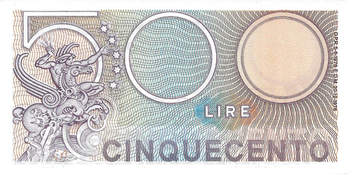 Back of Italy p95: 500 Lire from 1976