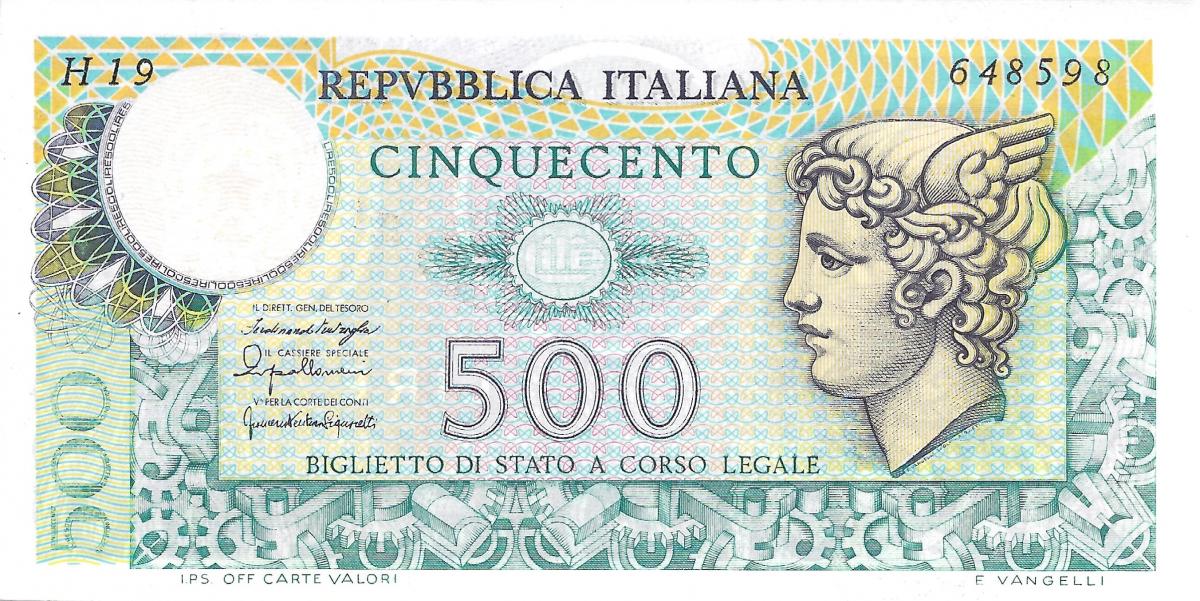 Front of Italy p95: 500 Lire from 1976
