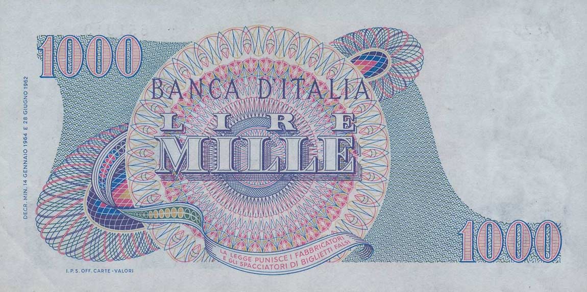 Back of Italy p96b: 1000 Lire from 1963