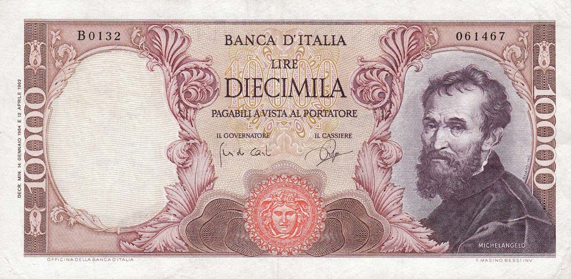 Front of Italy p97b: 10000 Lire from 1964