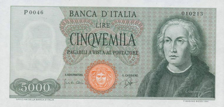 Front of Italy p98a: 5000 Lire from 1964