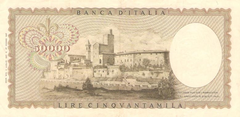 Back of Italy p99a: 50000 Lire from 1967