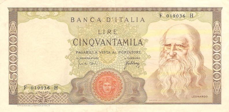 Front of Italy p99a: 50000 Lire from 1967