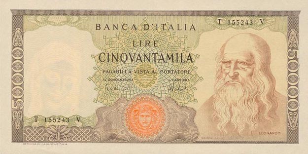 Front of Italy p99c: 50000 Lire from 1972