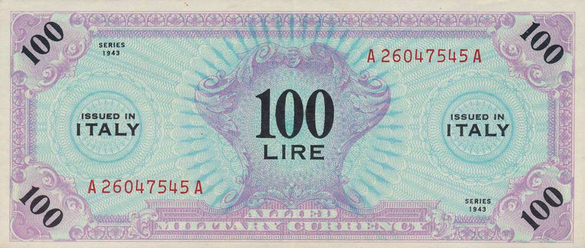 Front of Italy pM15a: 100 Lire from 1943
