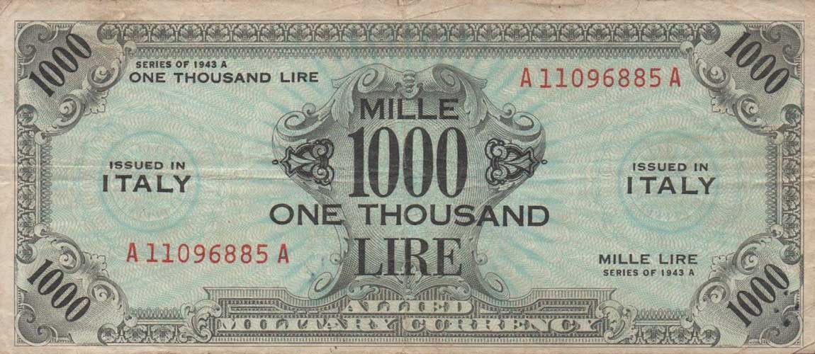Front of Italy pM17a: 1000 Lire from 1943