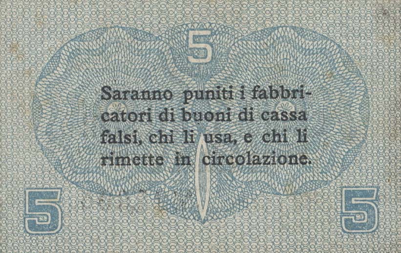Back of Italy pM1: 5 Centesimos from 1918