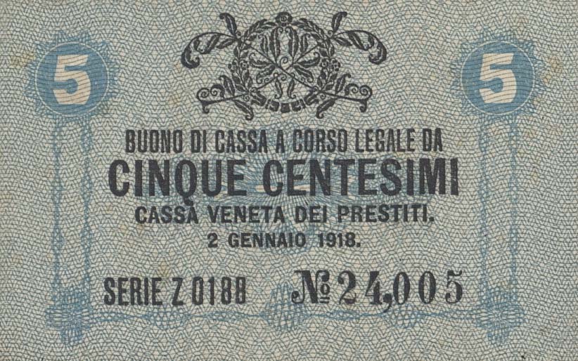 Front of Italy pM1: 5 Centesimos from 1918