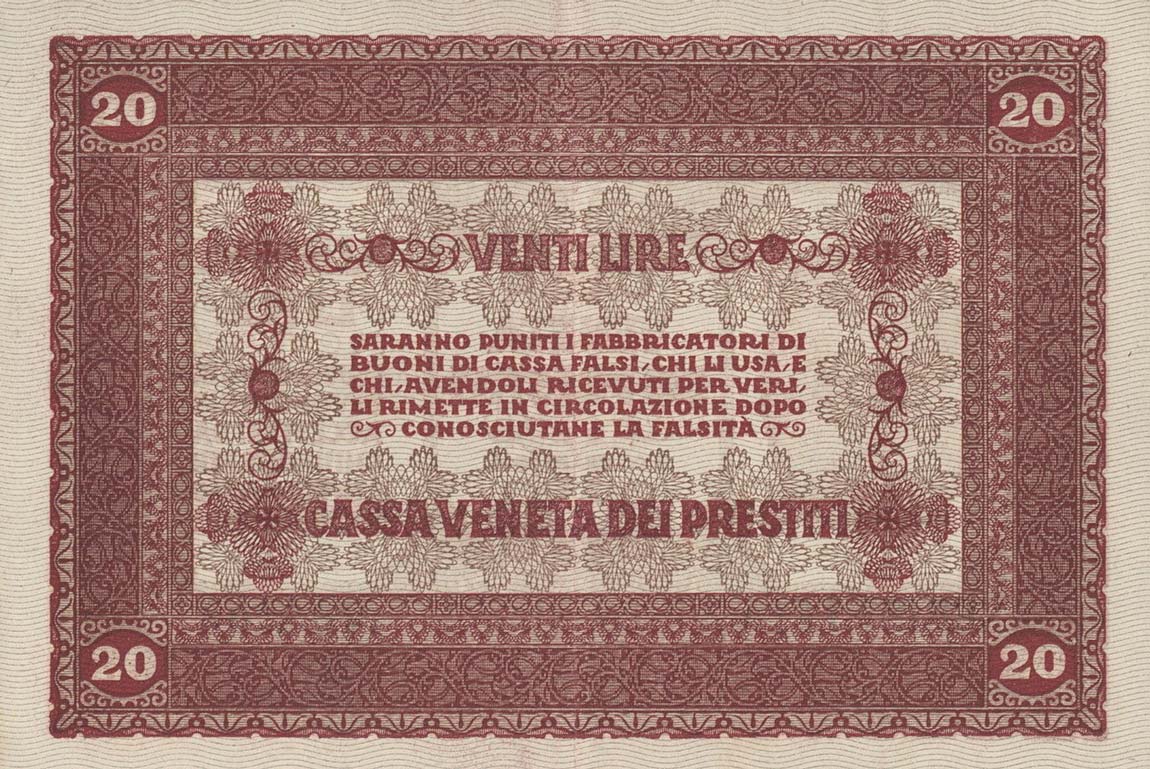 Back of Italy pM7: 20 Lire from 1918