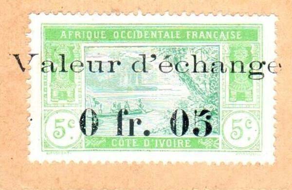 Front of Ivory Coast p4: 0.05 Franc from 1920