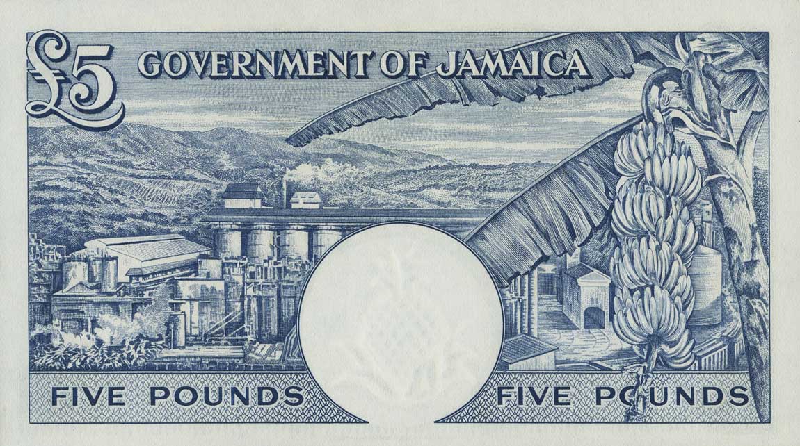 Back of Jamaica p48a: 5 Pounds from 1960