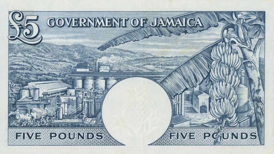 Back of Jamaica p48b: 5 Pounds from 1960
