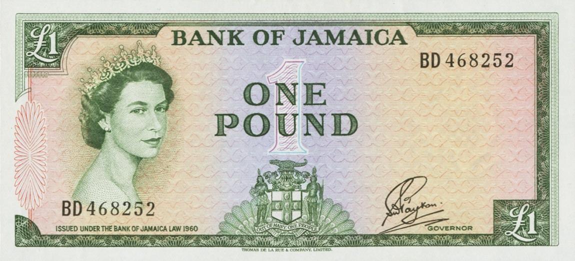 Front of Jamaica p51Cb: 1 Pound from 1964