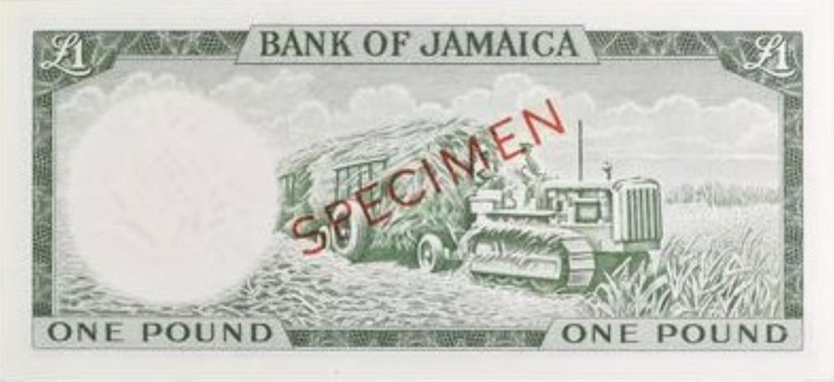 Back of Jamaica p51Cs: 1 Pound from 1964