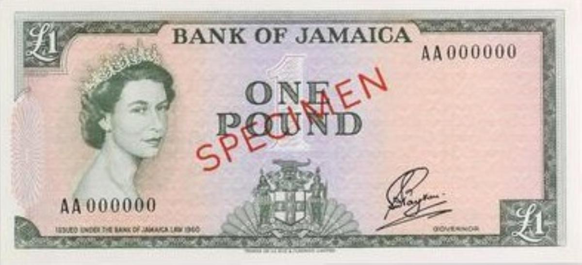 Front of Jamaica p51Cs: 1 Pound from 1964