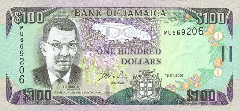 Front of Jamaica p76c: 100 Dollars from 2000