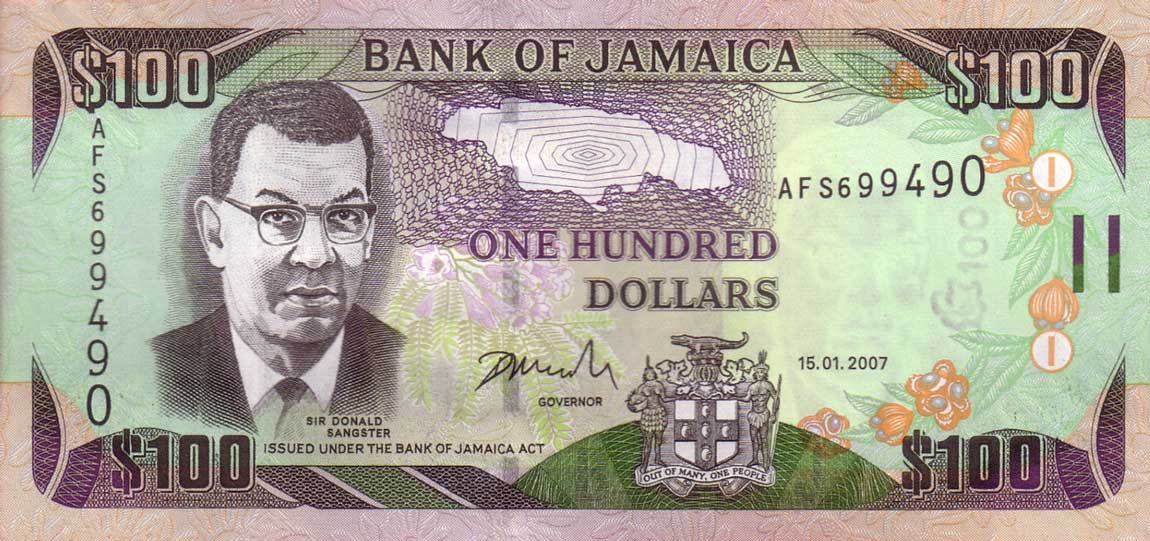 Front of Jamaica p84c: 100 Dollars from 2007