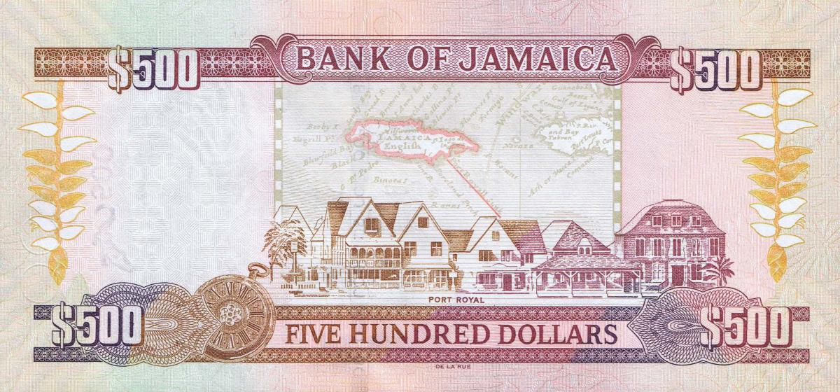 Back of Jamaica p85l: 500 Dollars from 2018