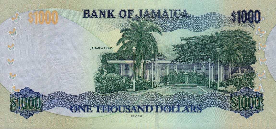 Back of Jamaica p86a: 1000 Dollars from 2003