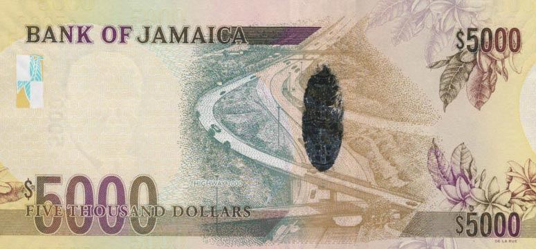 Back of Jamaica p87a: 5000 Dollars from 2009