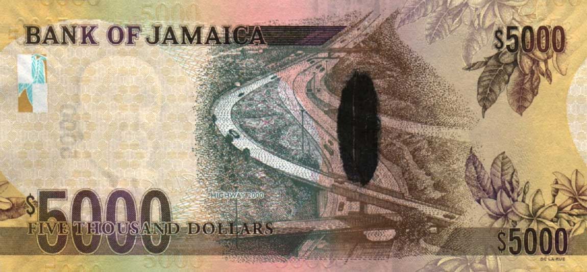 Back of Jamaica p87b: 5000 Dollars from 2010