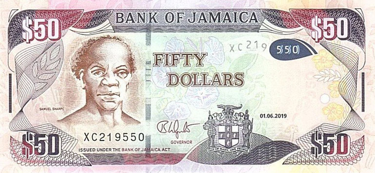 Front of Jamaica p94e: 50 Dollars from 2019