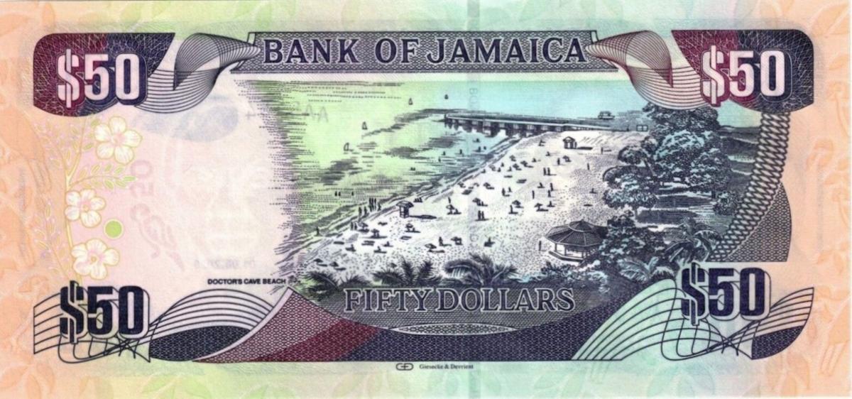 Back of Jamaica p94e: 50 Dollars from 2020