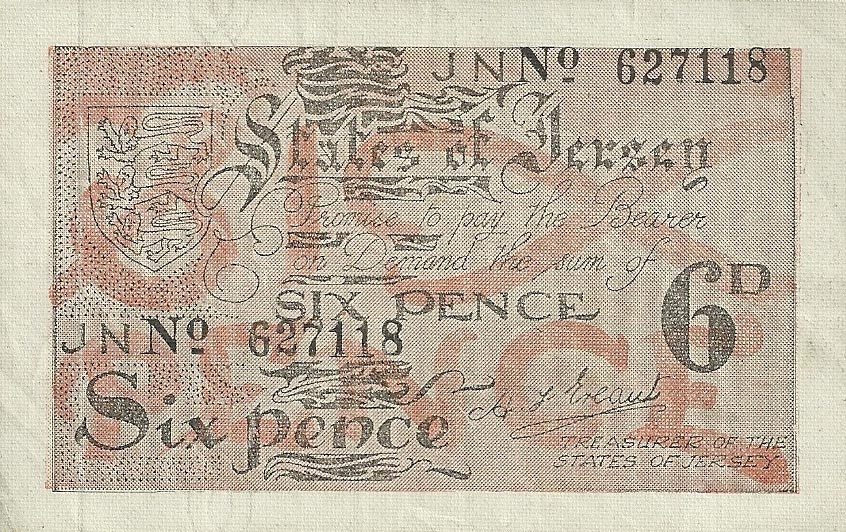Front of Jersey p1a: 6 Pence from 1941