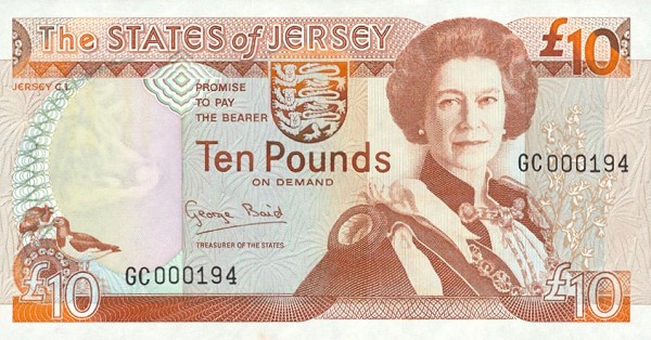 Front of Jersey p22a: 10 Pounds from 1993