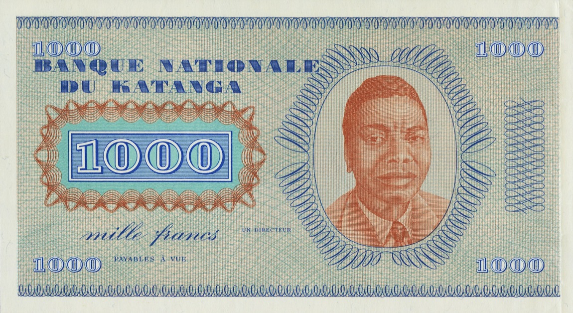 Front of Katanga p10r: 1000 Francs from 1960