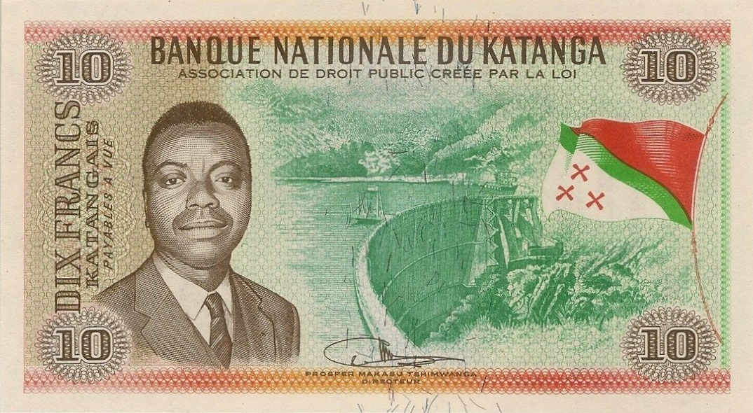 Front of Katanga p5Ar: 10 Francs from 1960