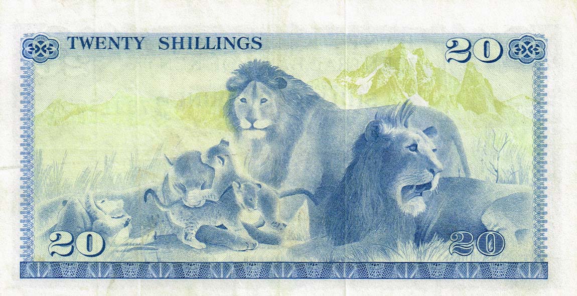Back of Kenya p13b: 20 Shillings from 1975