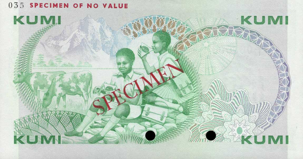 Back of Kenya p20s: 10 Shillings from 1981