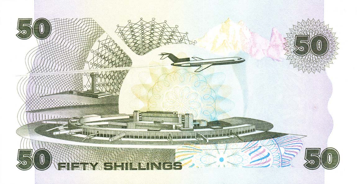 Back of Kenya p22c: 50 Shillings from 1986