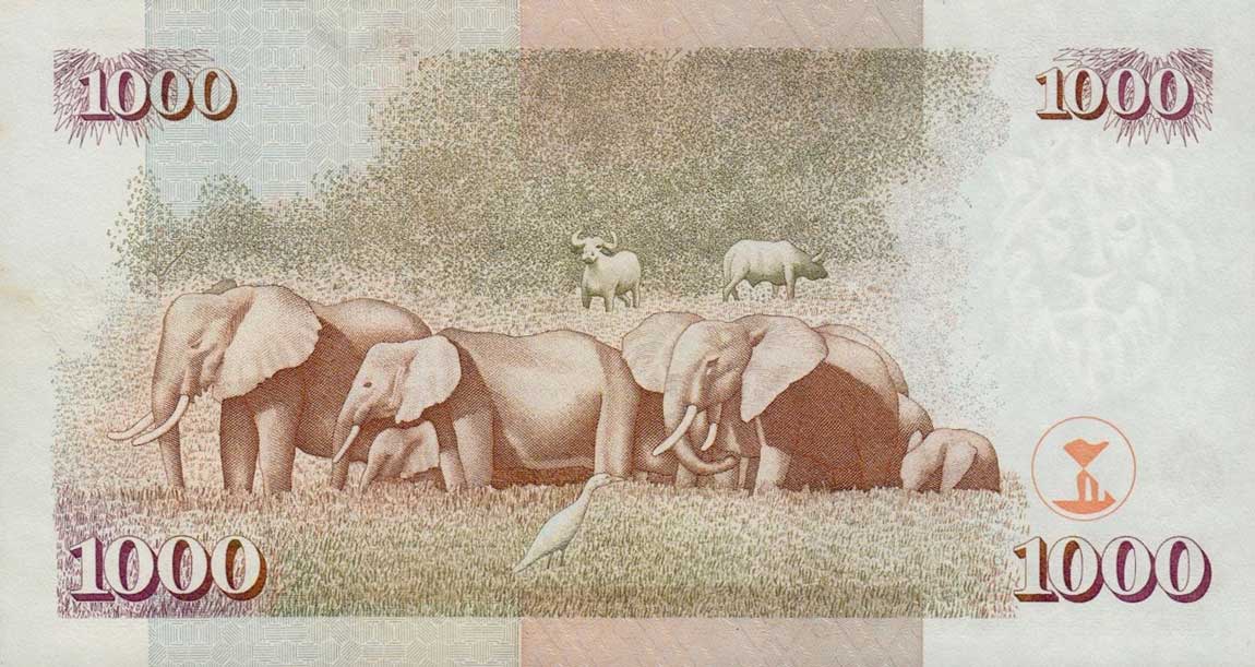 Back of Kenya p34b: 1000 Shillings from 1995